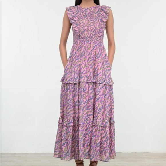 Banjanan Dresses & Skirts - Banjanan Iris Dress in Boundless Floral Sachet - Flowy Tiered Smocked Maxi